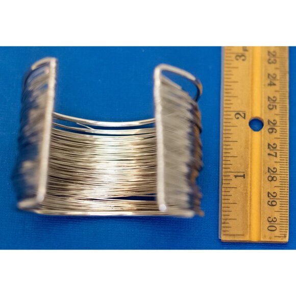 7 inch, Vintage Silver Tone Statement Curve Springs Cuff Bracelet - DX9 - Picture 3 of 3